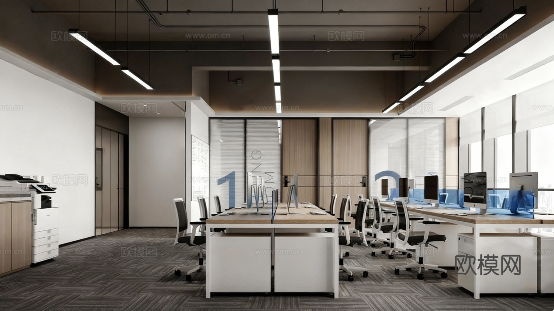 公共办公室3d模型下载