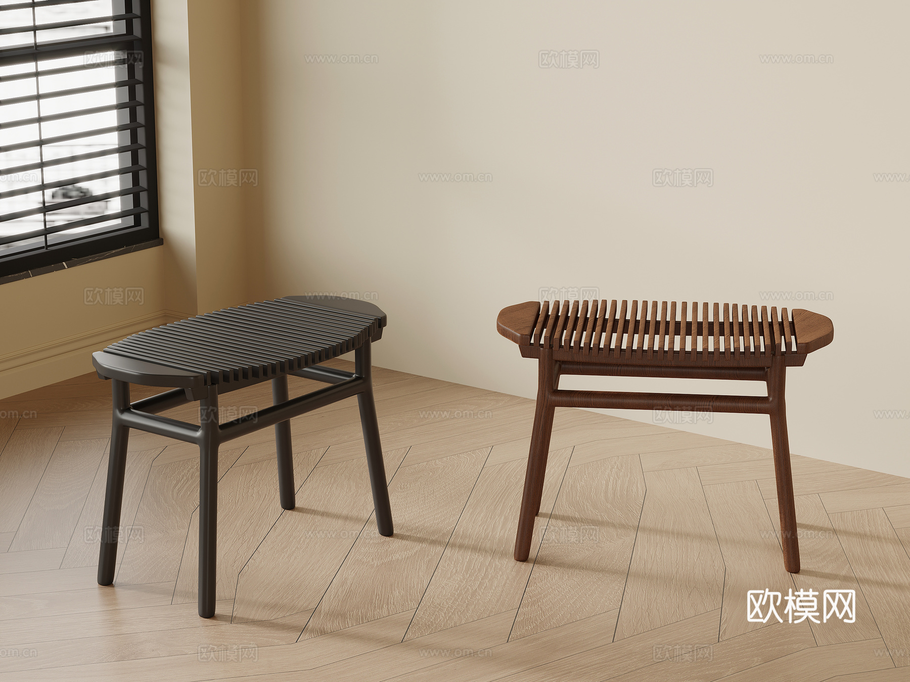 法式中古凳子 换鞋凳 沙发凳3d模型