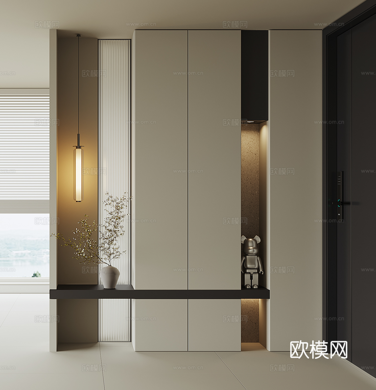 现代入户鞋柜su模型