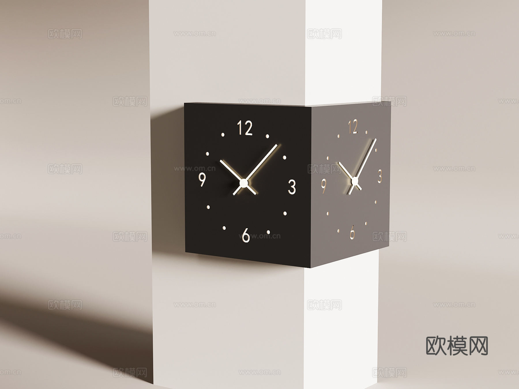 现代挂钟 直角挂钟 墙角挂钟su模型