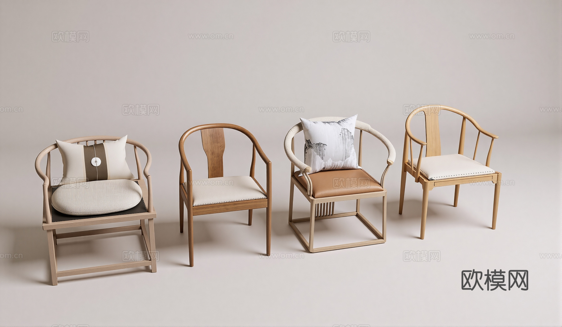 新中式茶桌椅su模型