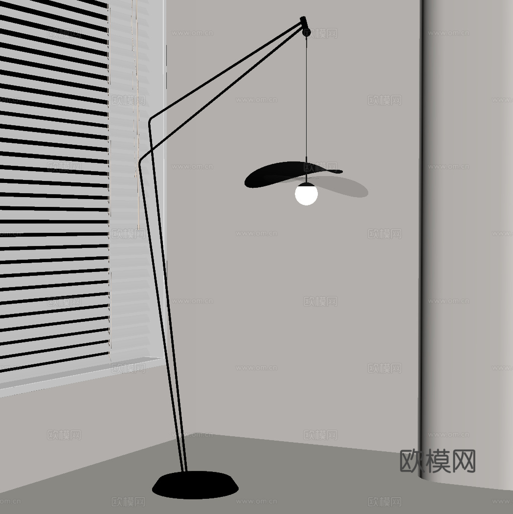 现代意式落地灯 鱼线落地灯su模型