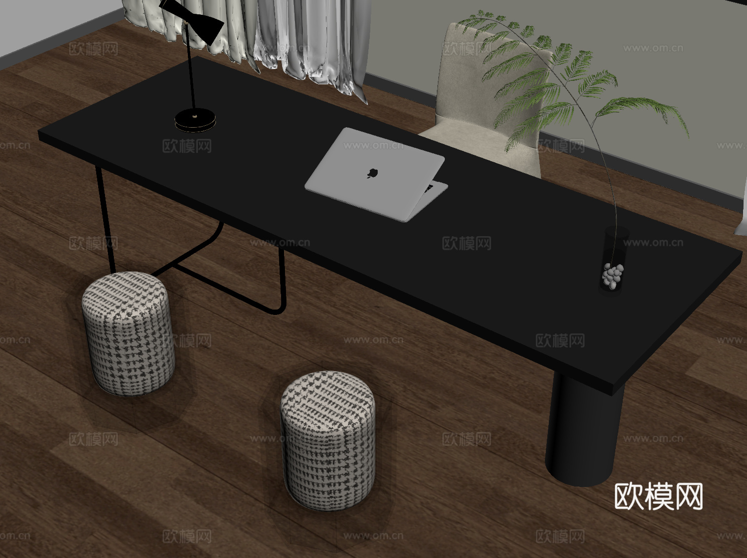 现代书桌椅su模型