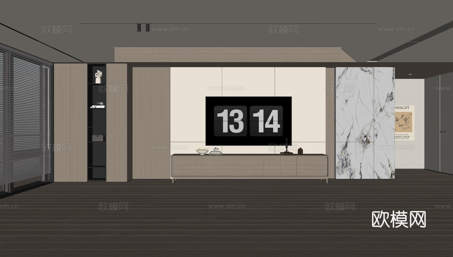 现代客厅 奶油客厅 电视背景墙 客厅背景 电视柜su模型