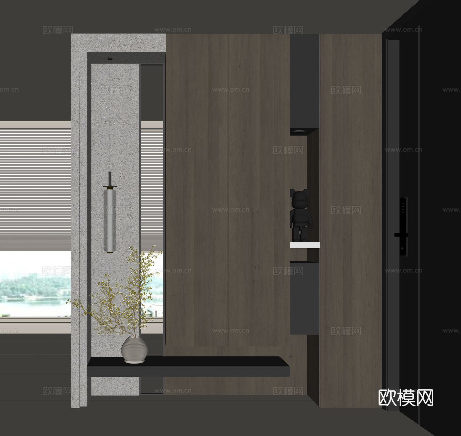 现代入户鞋柜su模型下载（渲染图2）