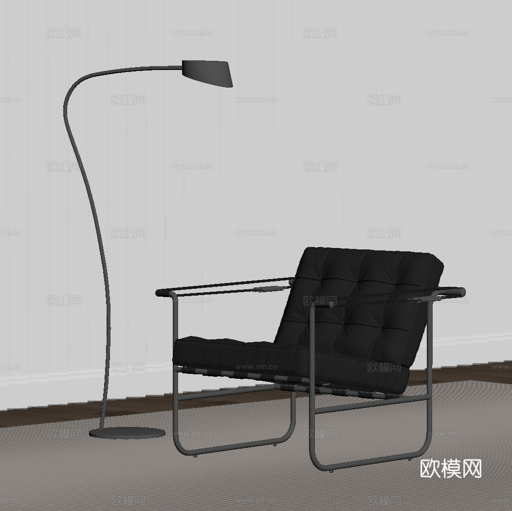 现代意式休闲椅 落地灯su模型