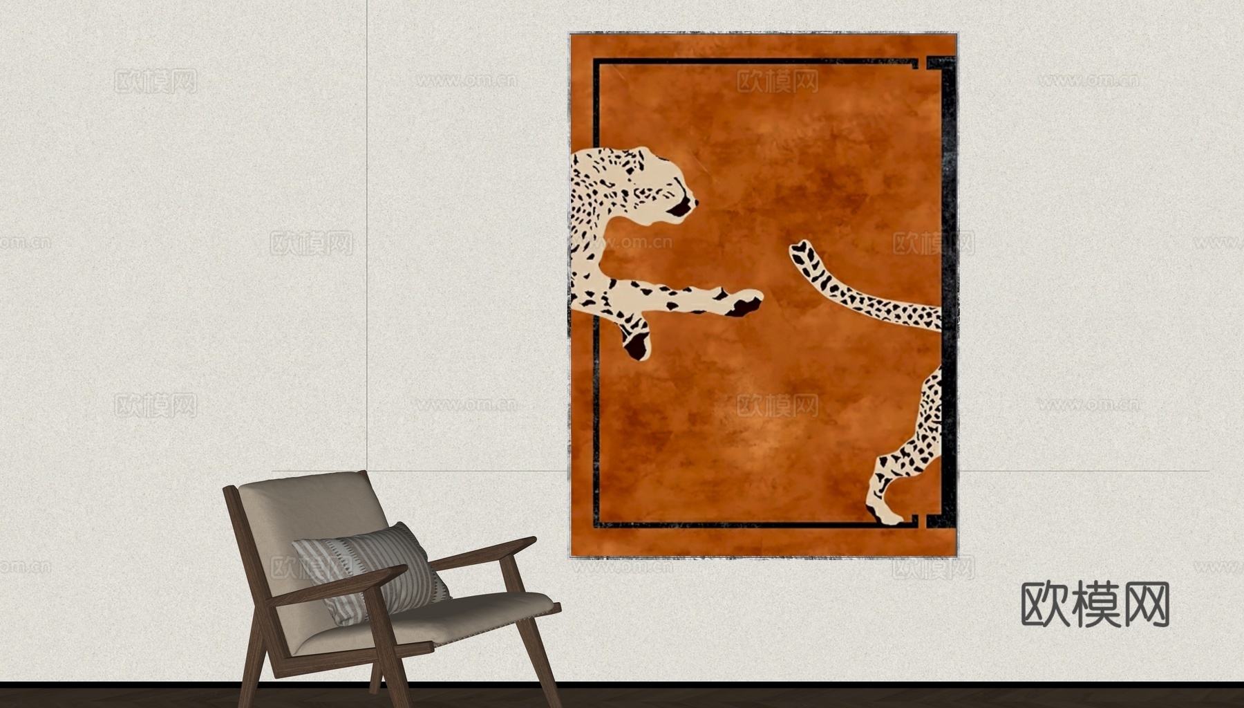 现代中古风装饰画su模型