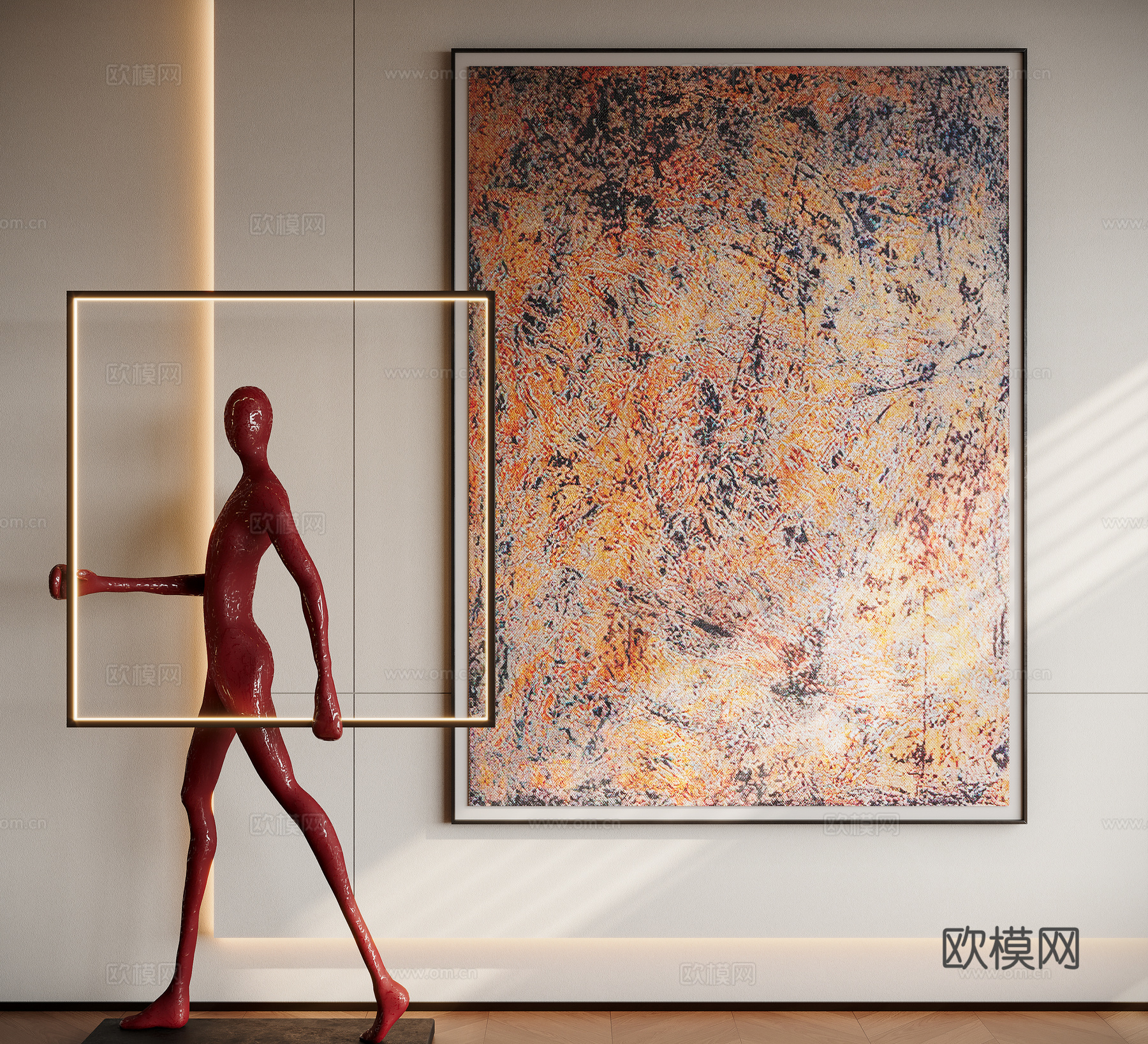 现代中古风装饰画su模型