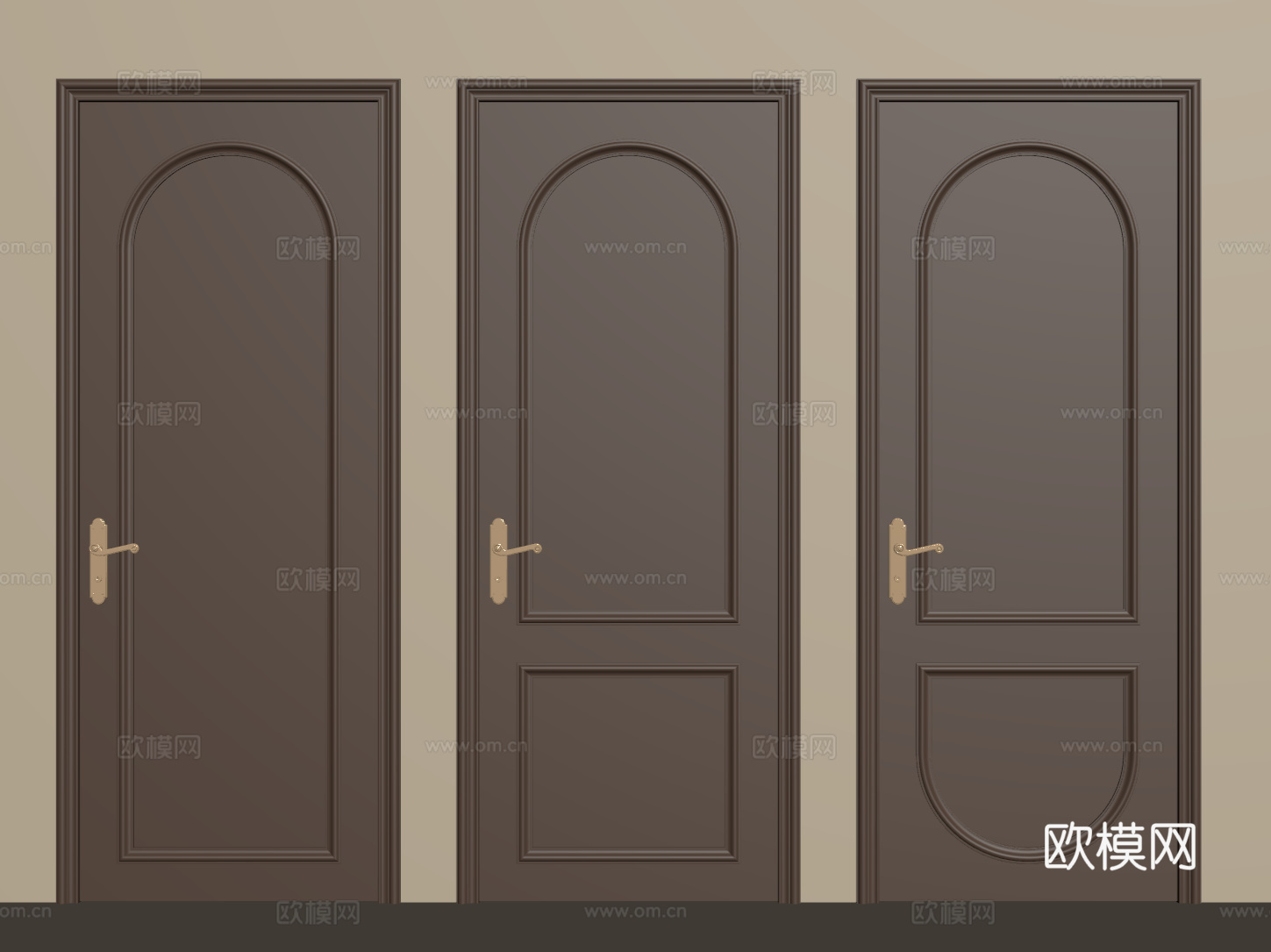 法式复古单开门 长虹玻璃门 防盗门 平开门 拱形门su模型