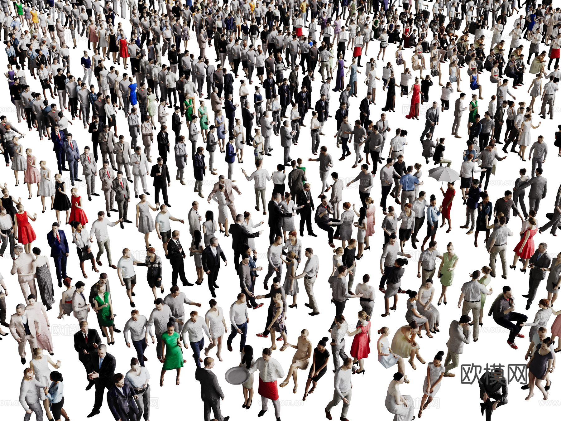 现代人物 男人 女人 人物组合su模型