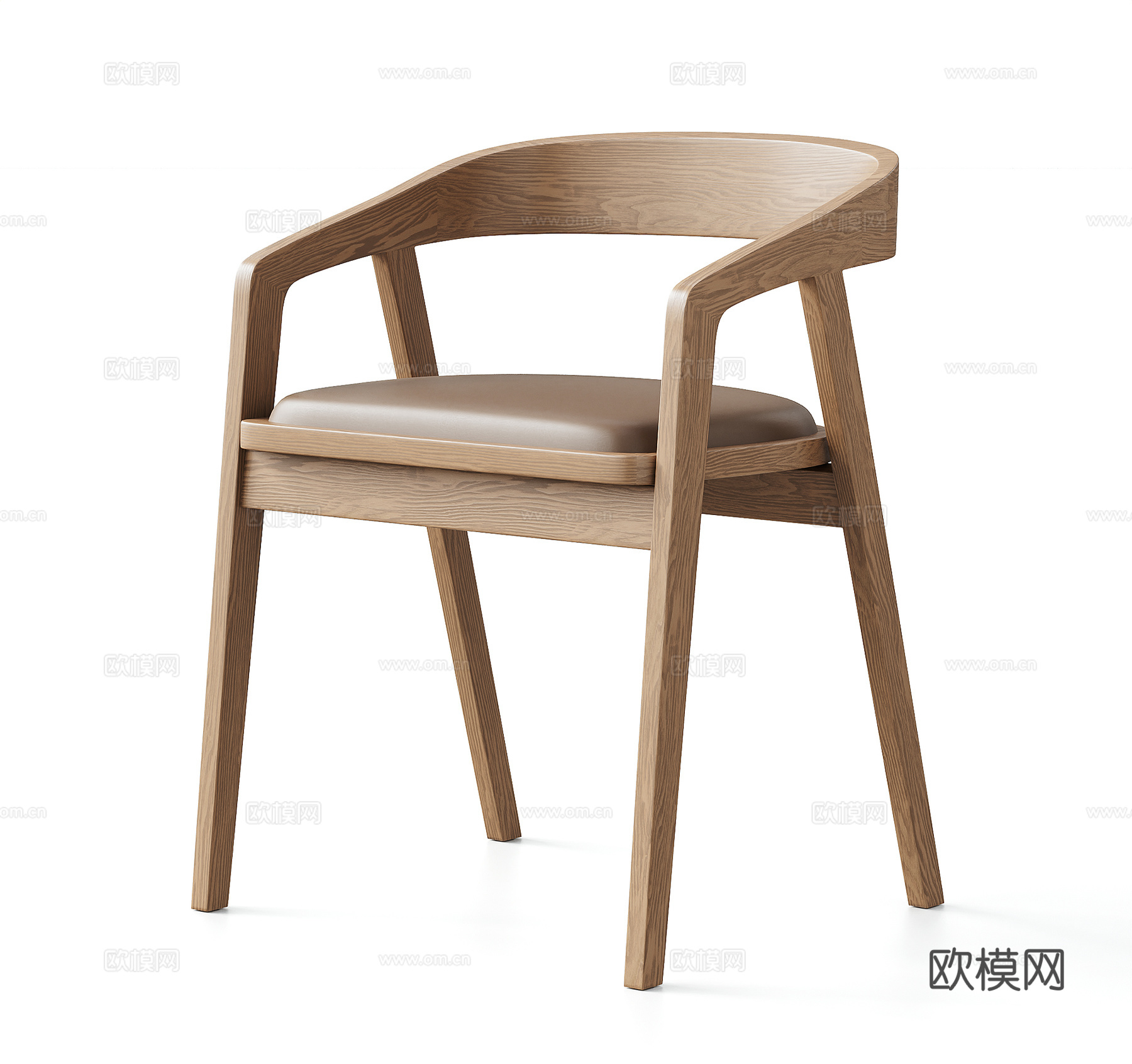北欧原木单椅 餐椅 扶手椅 休闲椅su模型