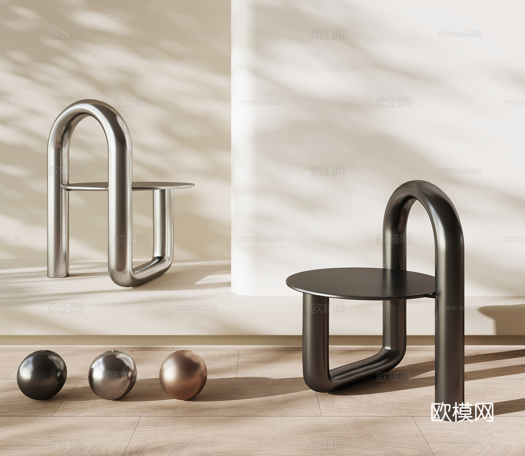 现代凳子 换鞋凳 梳妆凳su模型