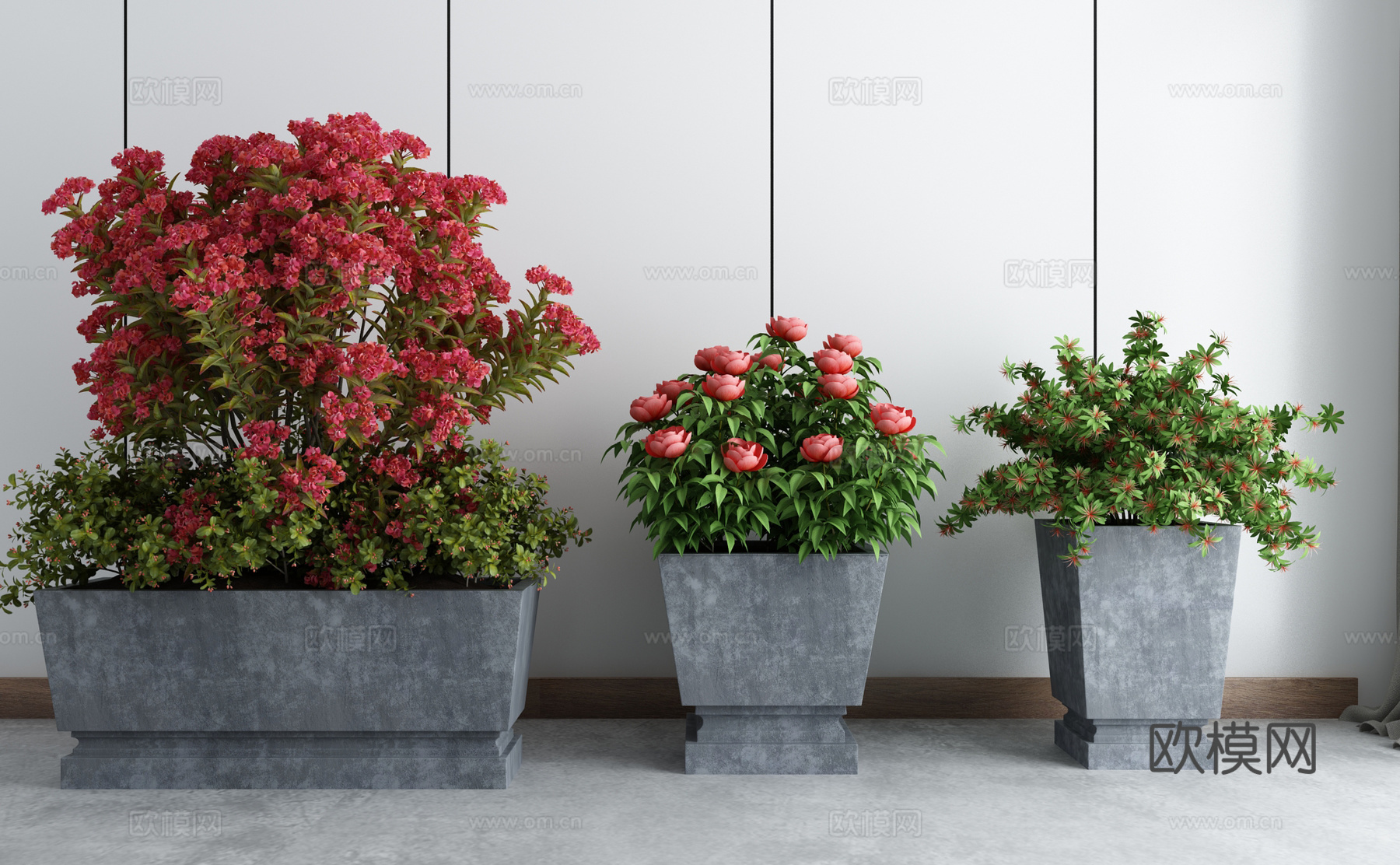 中式庭院景观植物盆栽绿植3d模型