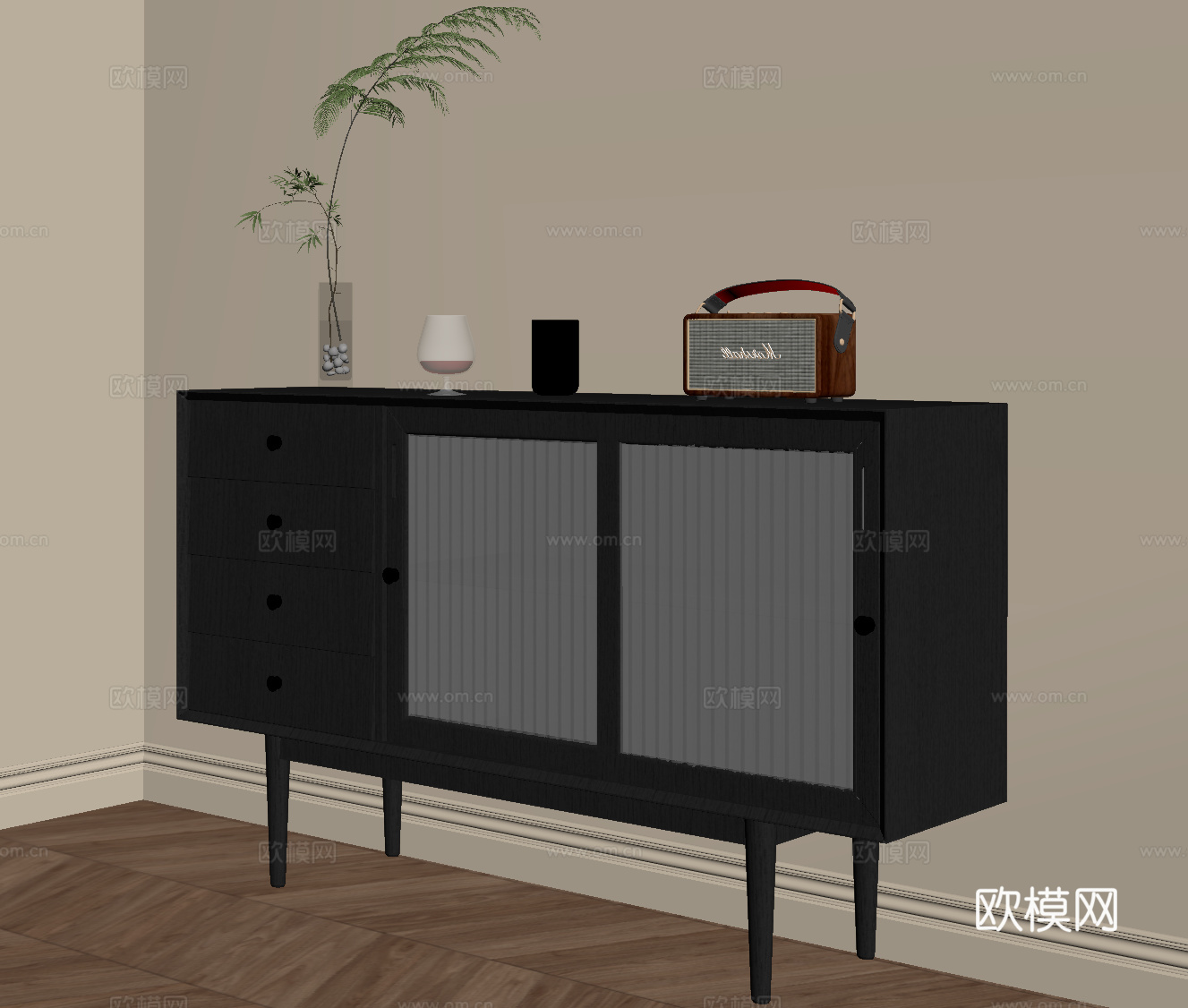 法式玄关柜 边柜su模型