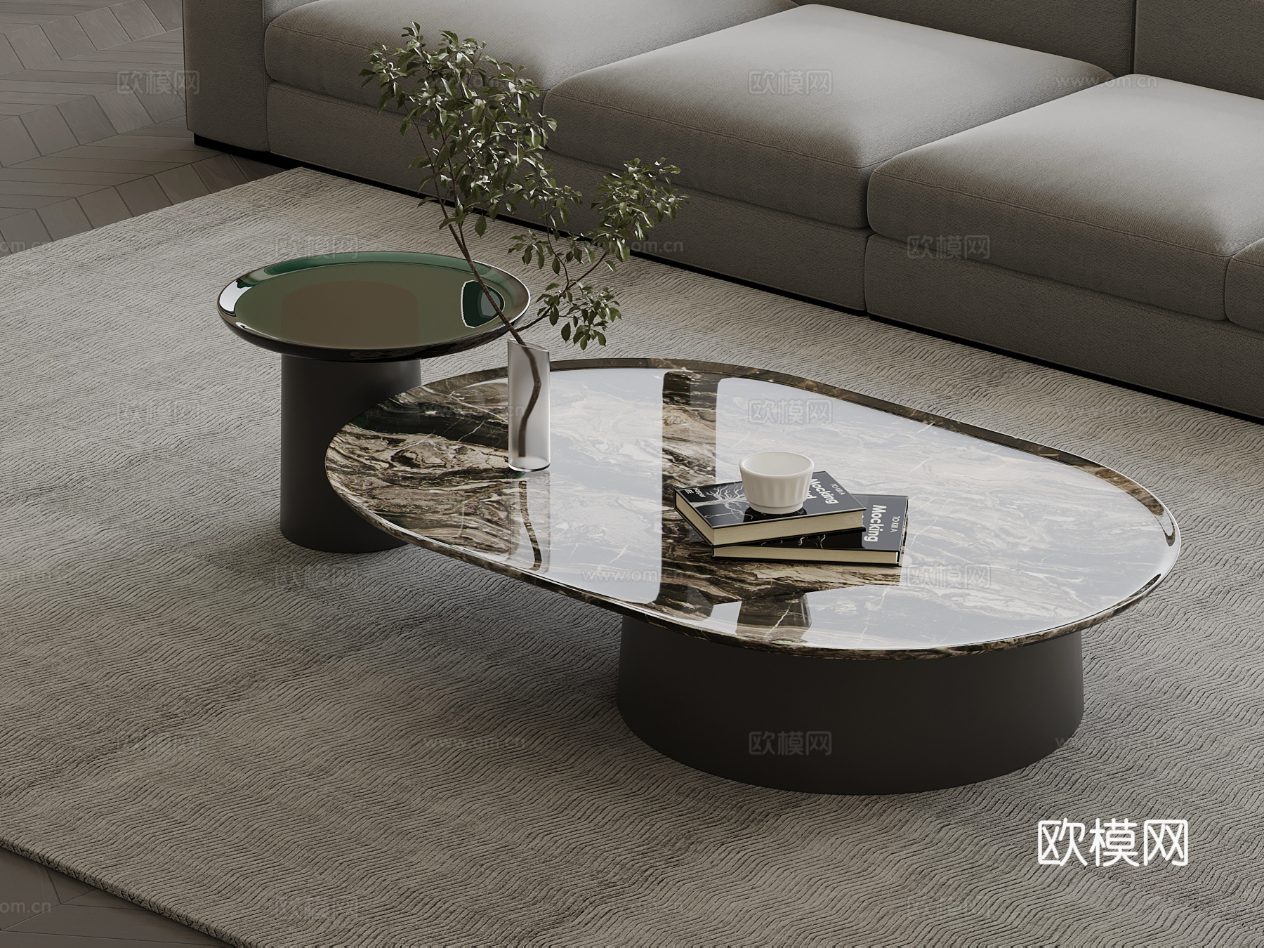 现代意式茶几su模型