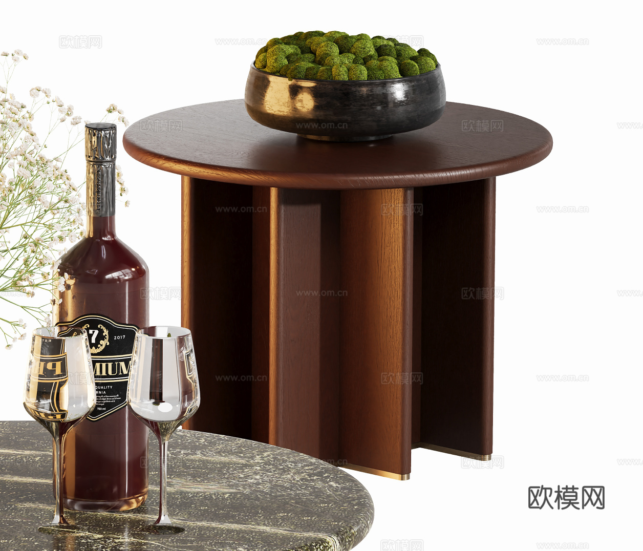 轻奢角几边几圆几su模型