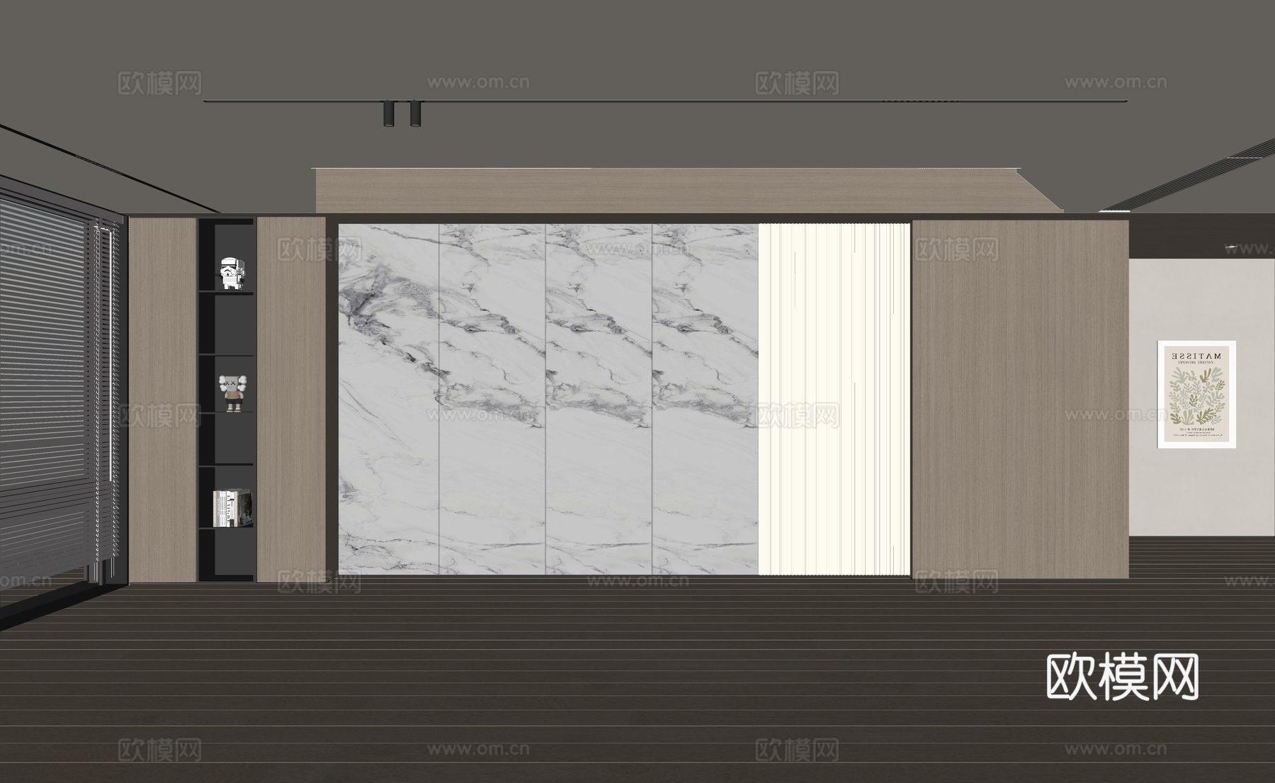 现代客厅 奶油客厅 沙发背景墙 客厅背景 奶油风背景墙su模型下载（渲染图2）