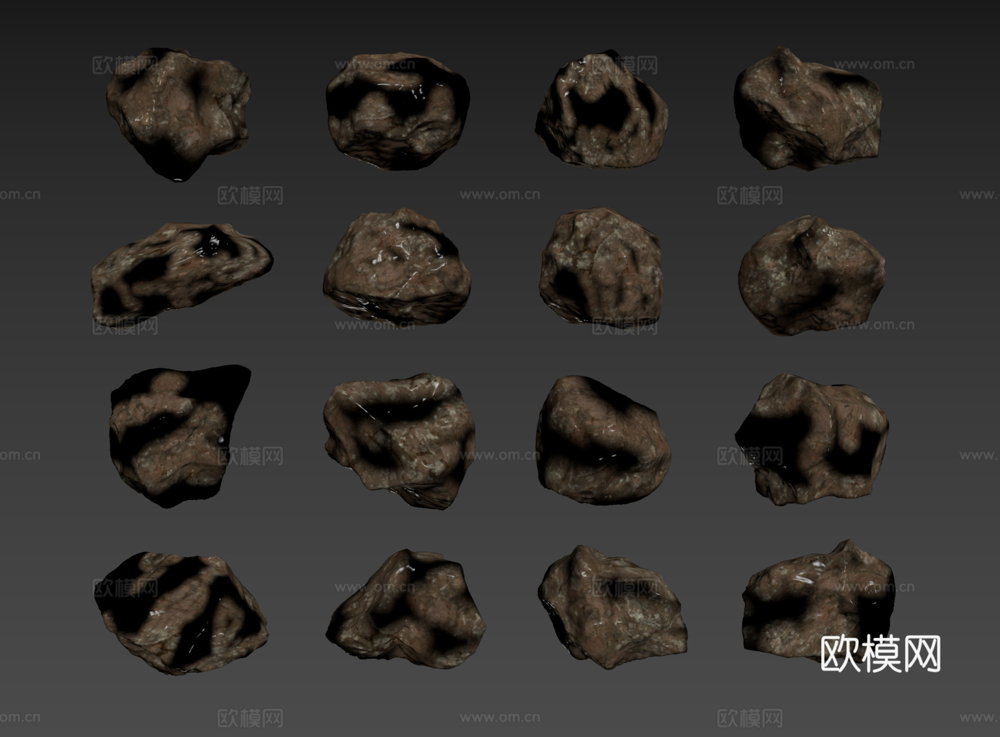现代石头石块 景观石 岩石 碎石 石头组合su模型