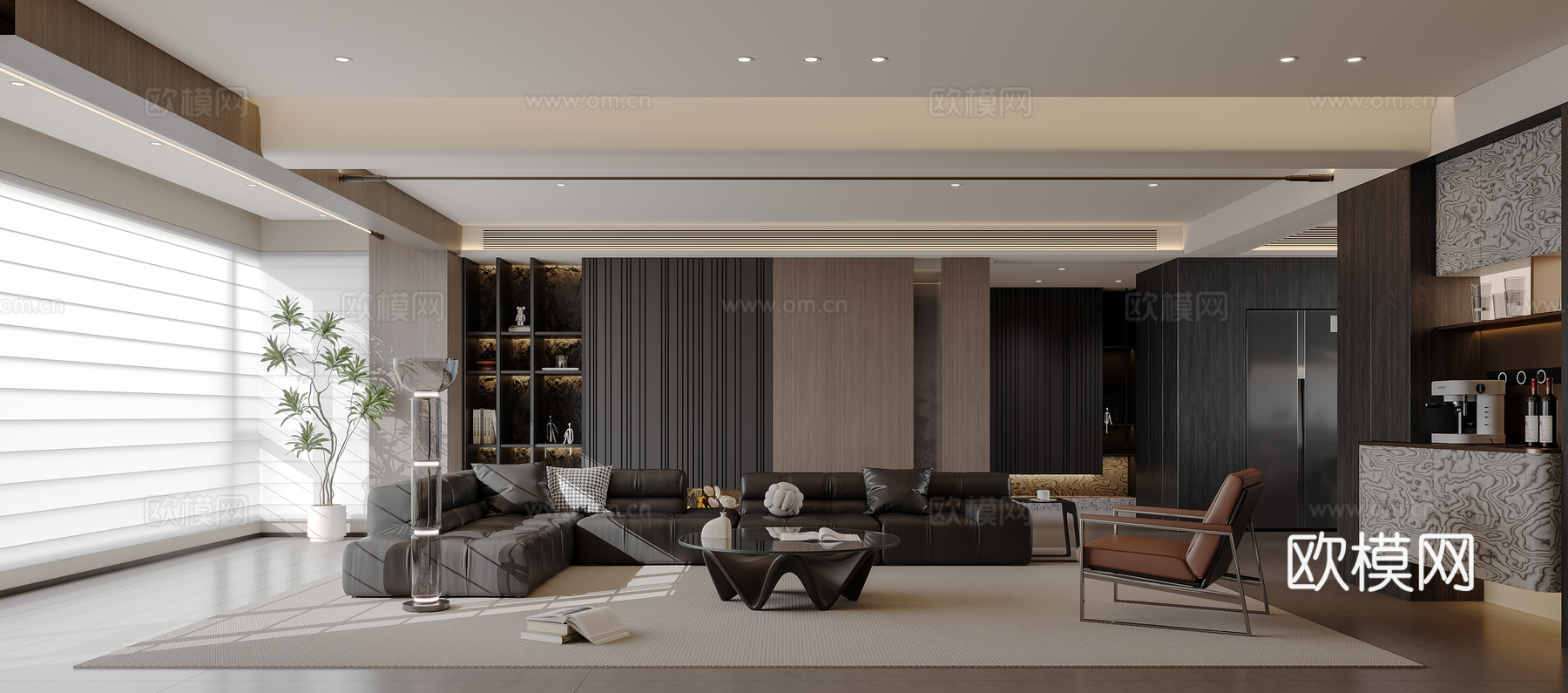 意式现代客厅3d模型下载