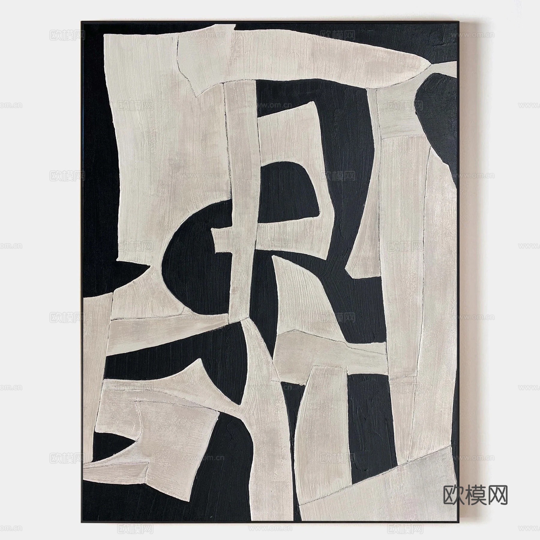 侘寂简约抽象挂画 艺术挂画 肌理画 黑白艺术画贴图