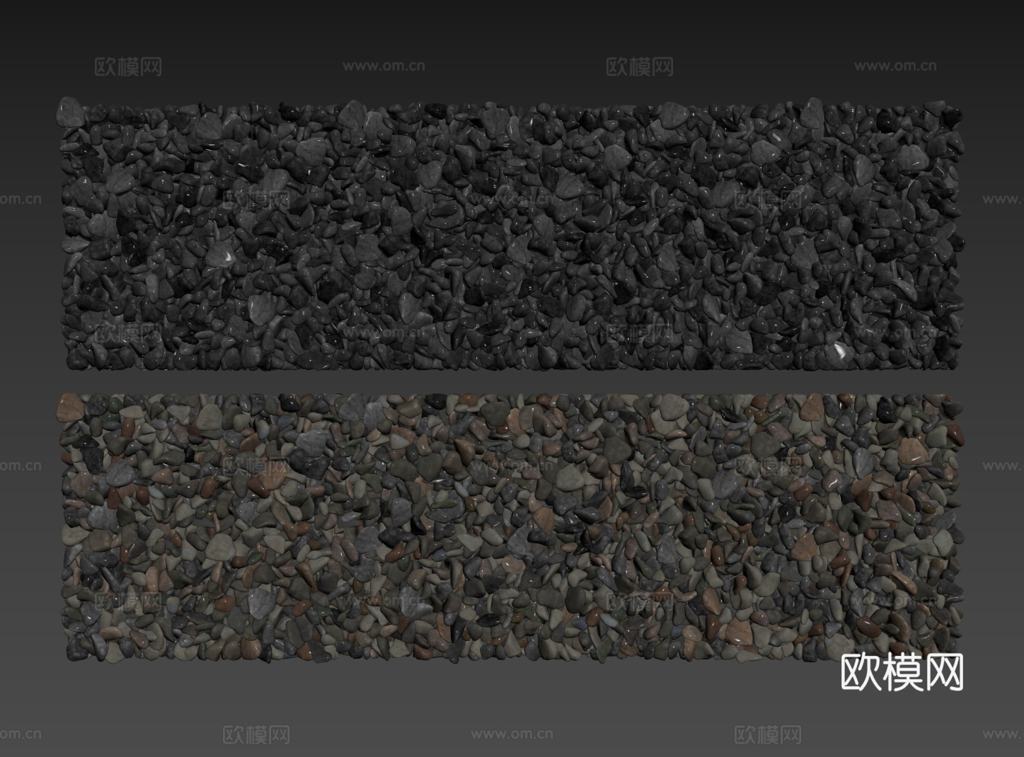 现代鹅卵石 石头石子 景观石  烁石碎石 铺面石子su模型