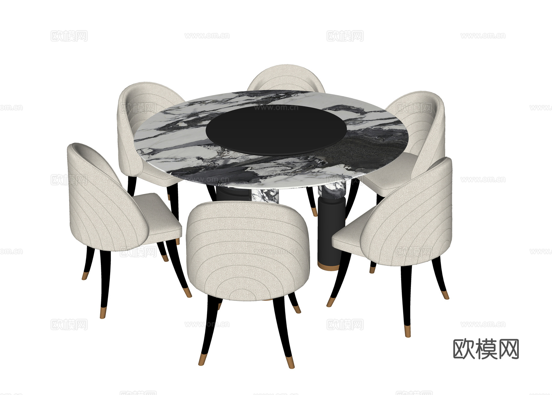现代餐桌椅组合 餐椅 餐桌su模型