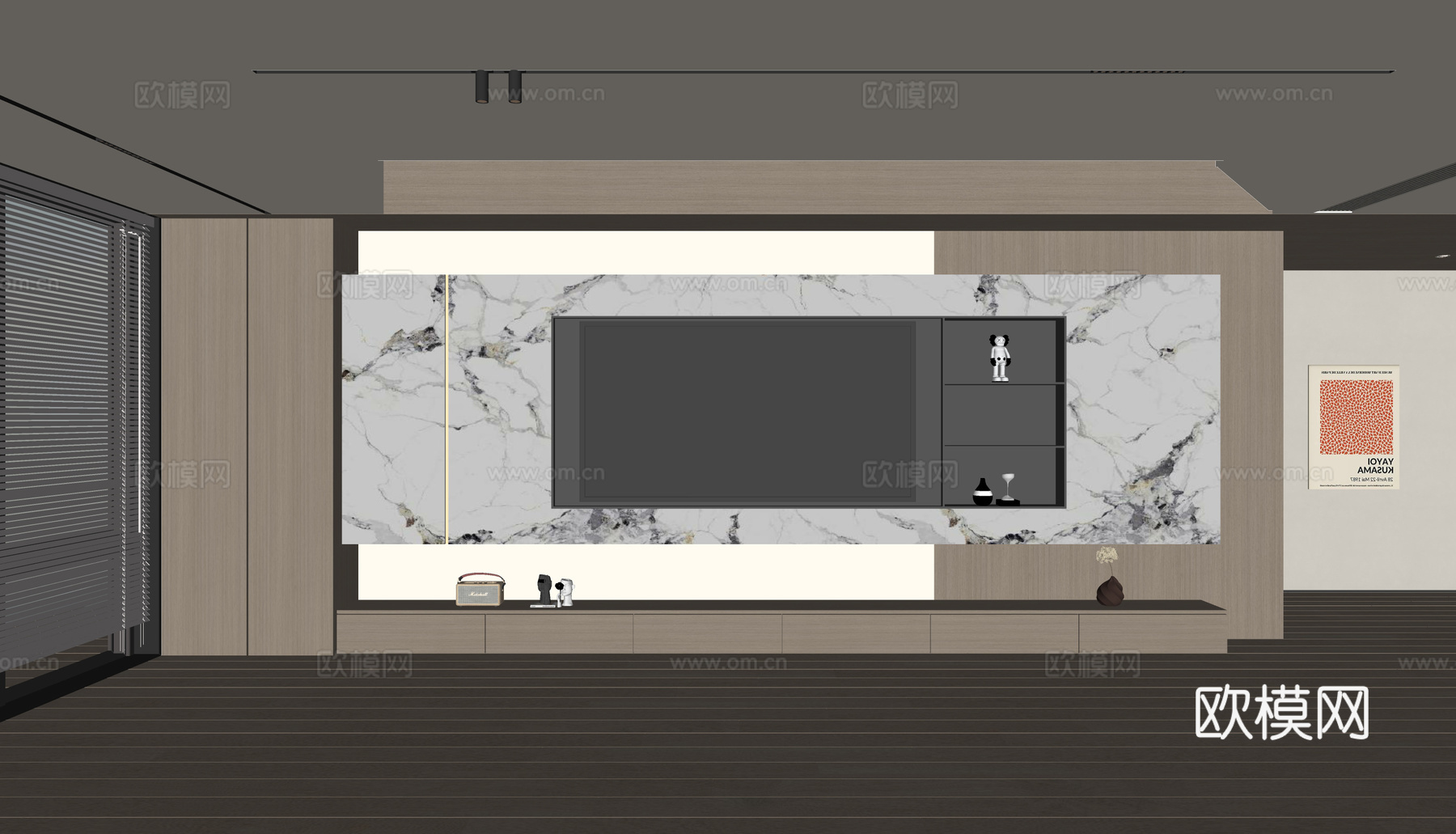 现代客厅 奶油客厅 电视背景墙 客厅背景 电视柜su模型