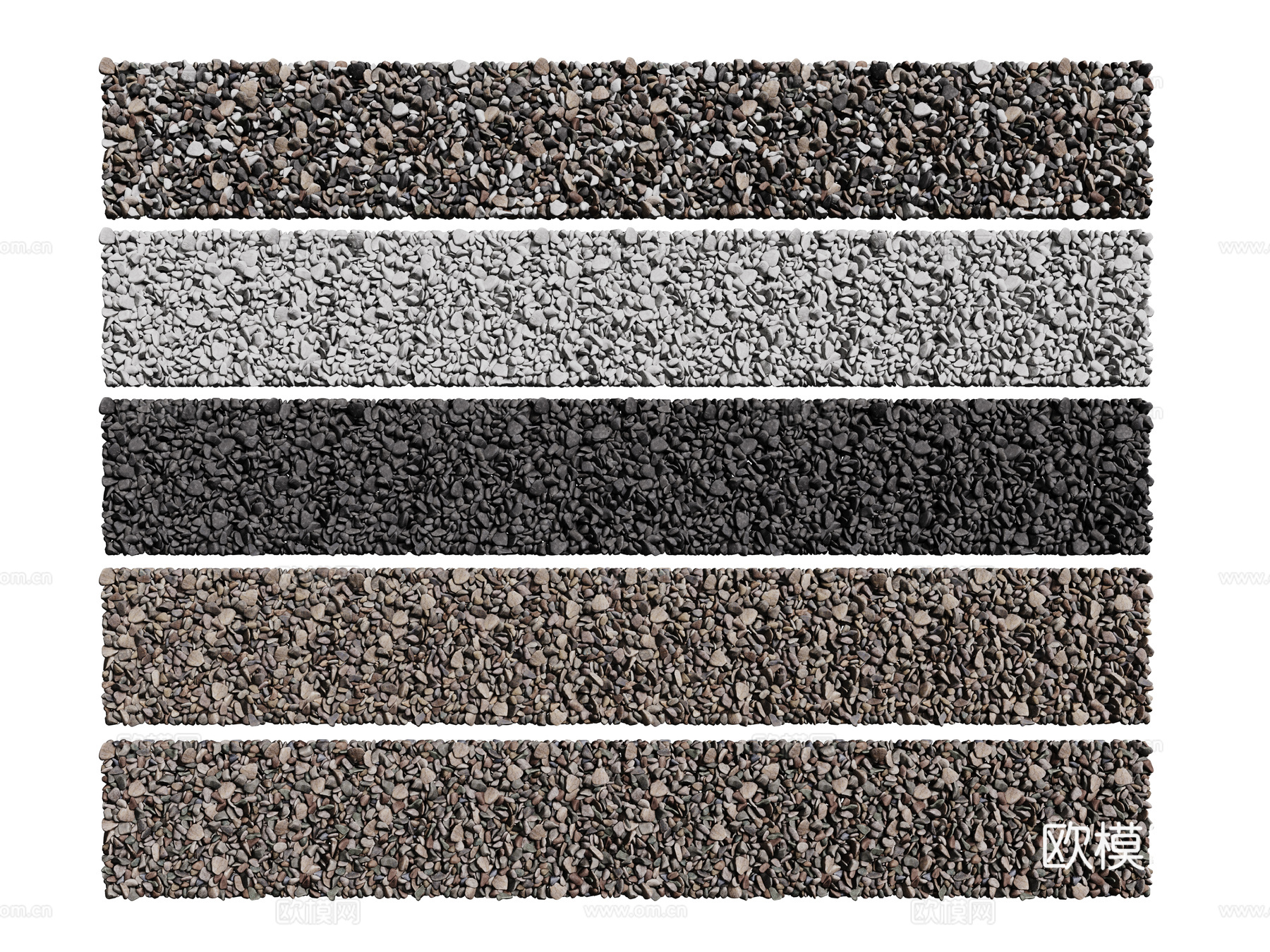 现代鹅卵石 石头石子 景观石  烁石碎石 铺面石子su模型