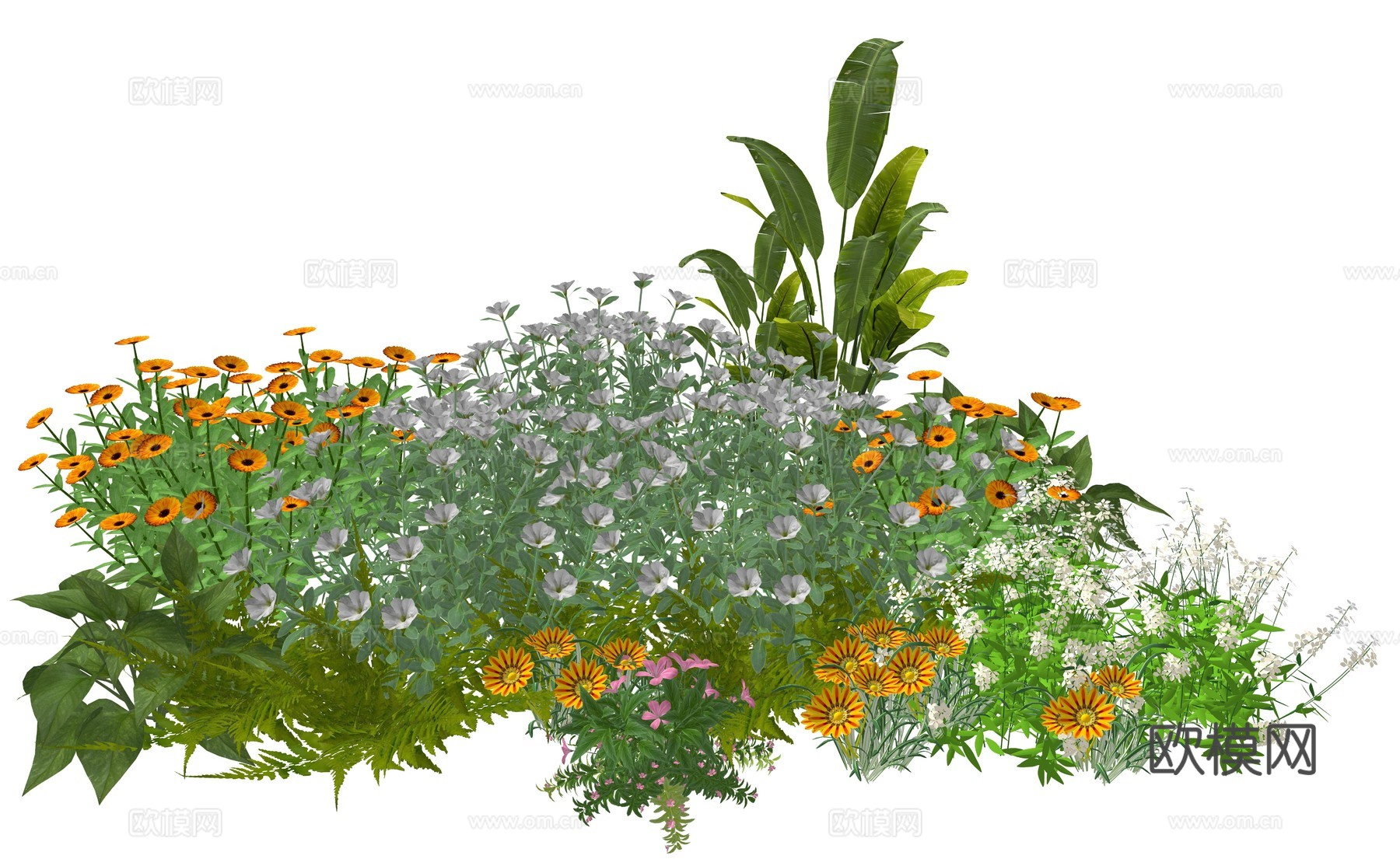 现代室内植物堆造景组合su模型