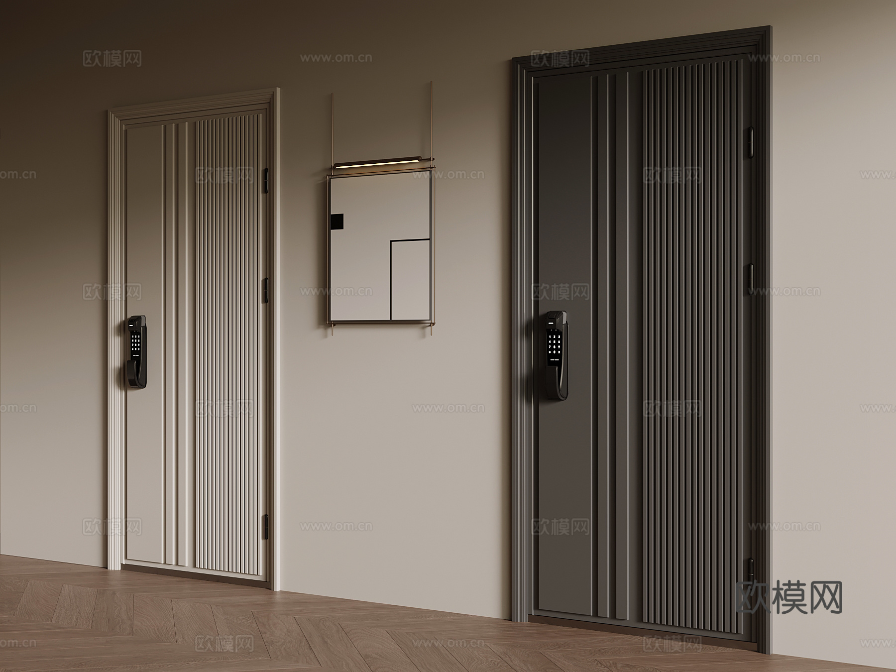 现代单开门 入户门 防盗门3d模型