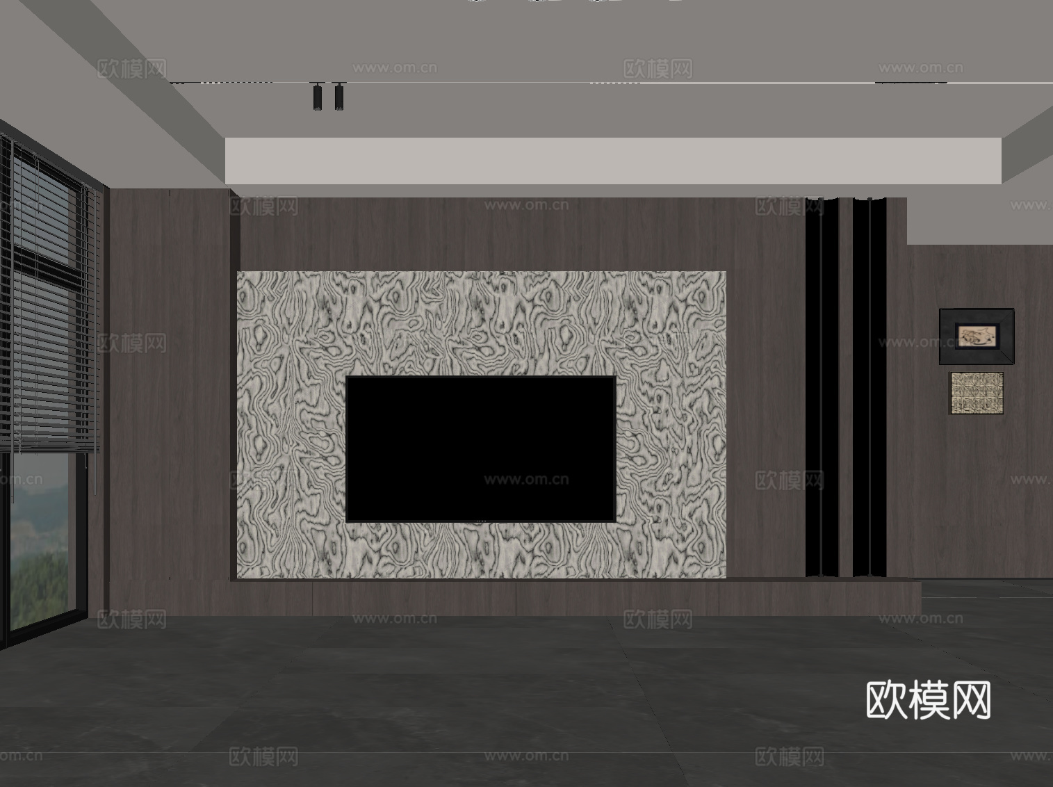 现代意式背景墙 电视背景墙su模型
