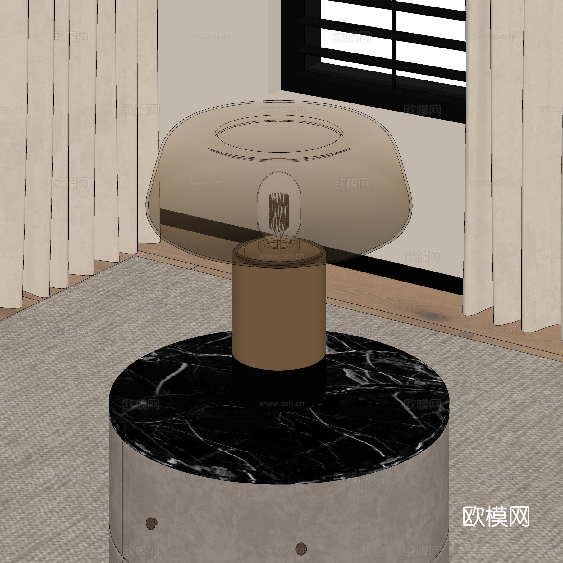 现代轻奢台灯 金属台灯 玻璃台灯 床头柜su模型