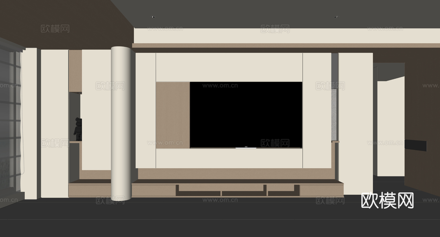 现代电视背景墙su模型