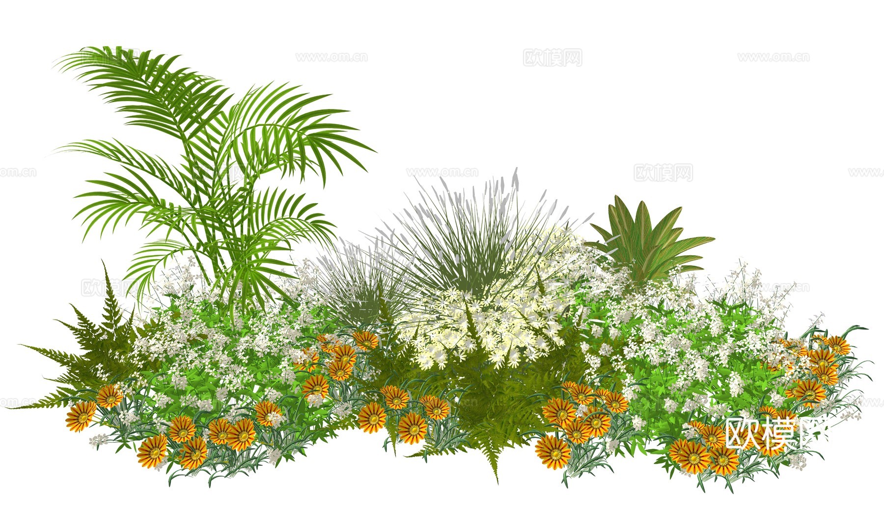 现代室内植物堆造景组合su模型