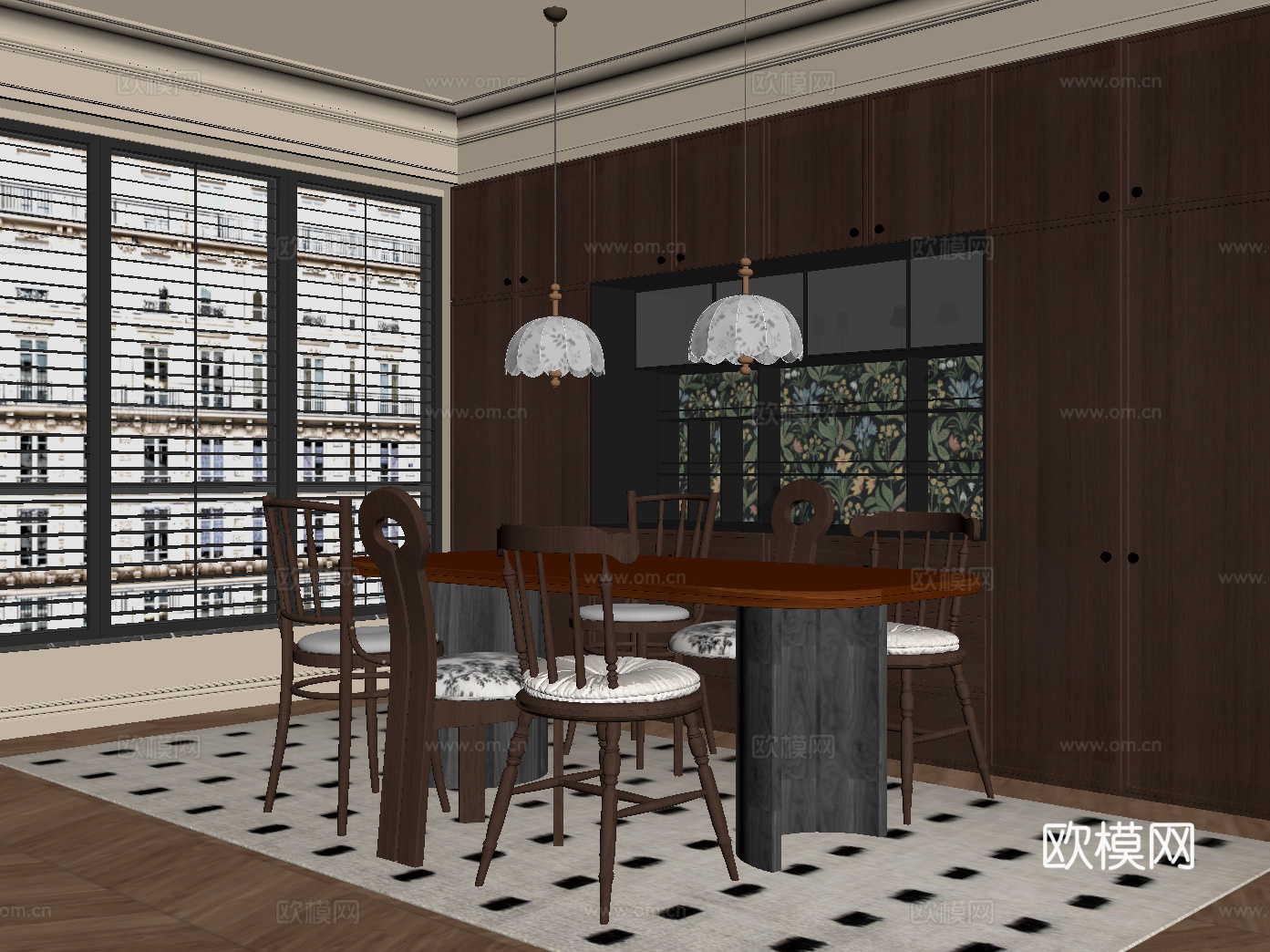 法式餐厅su模型