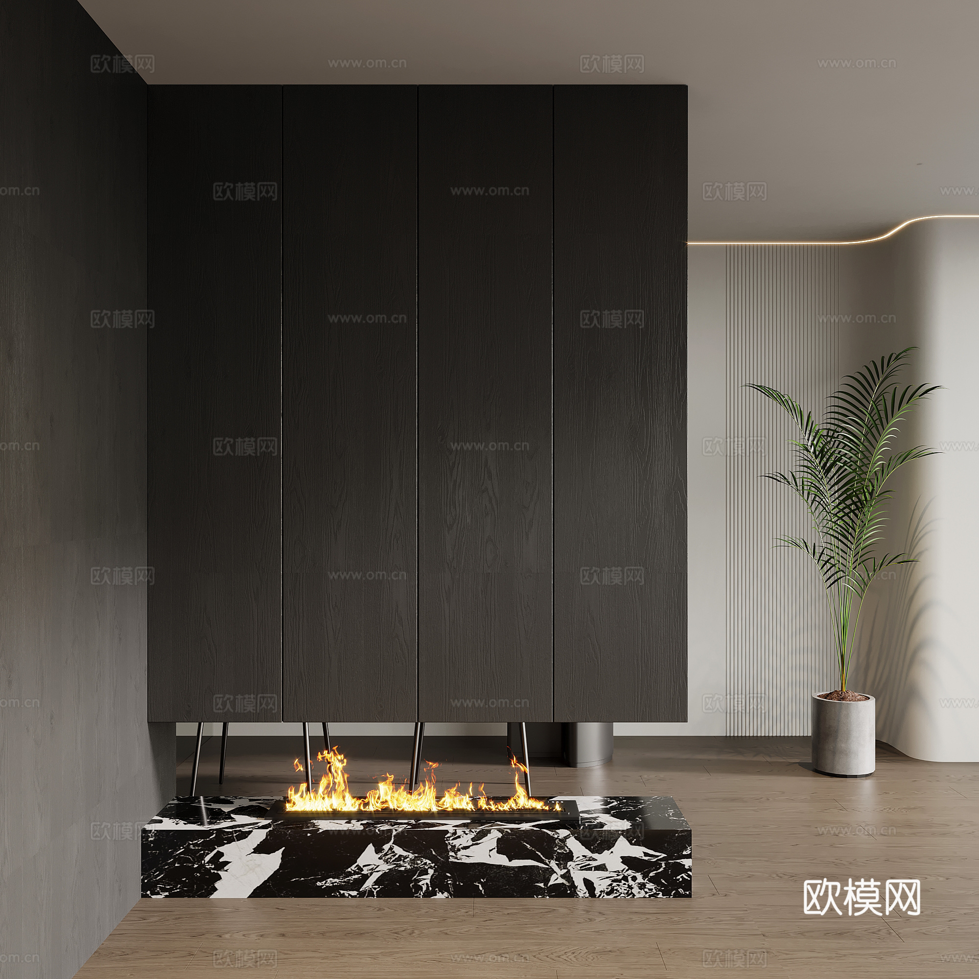 现代意式玄关隔断 入户鞋柜su模型