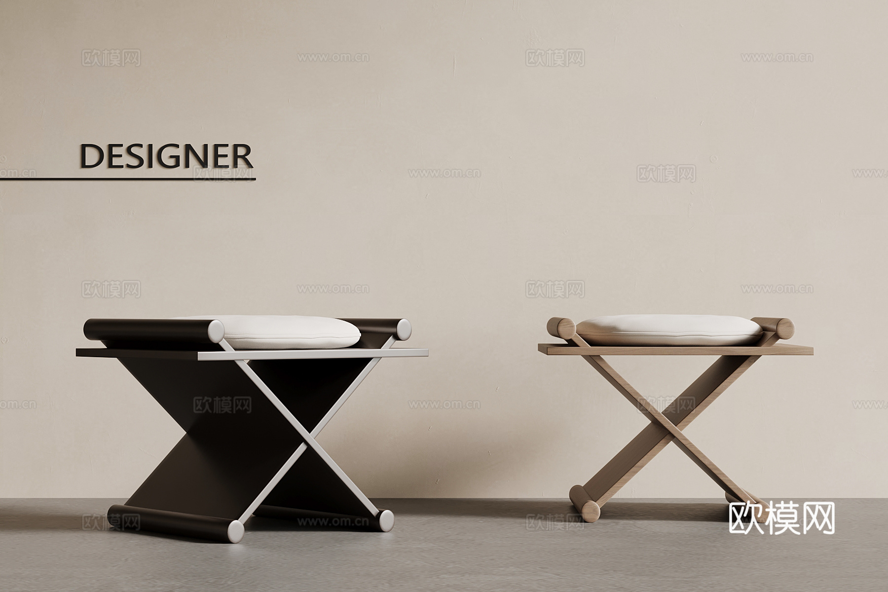 新中式沙发凳 换鞋凳su模型