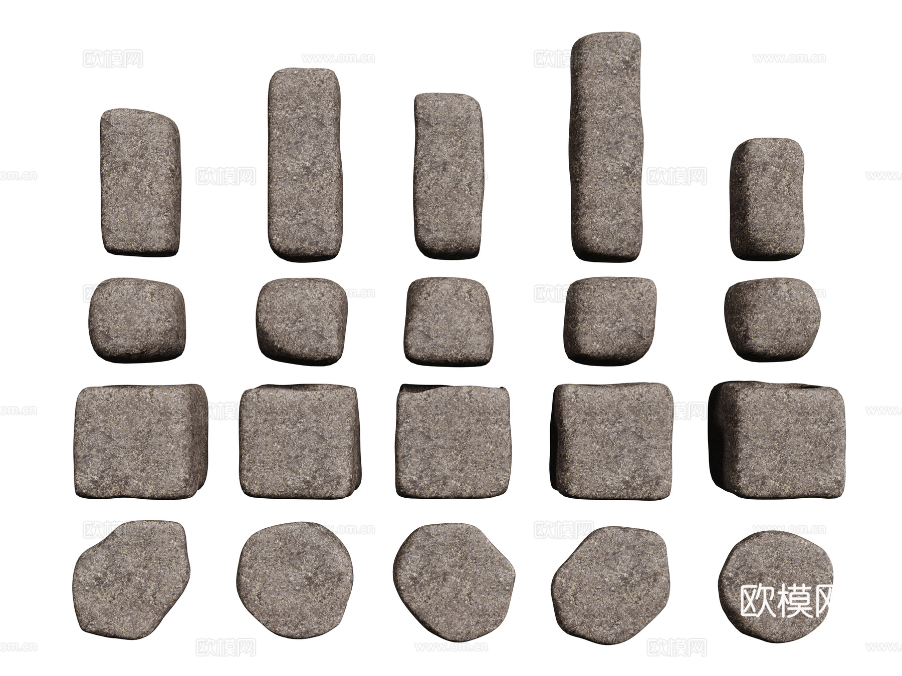 现代石头石块 景观石 岩石 碎石 石头组合su模型