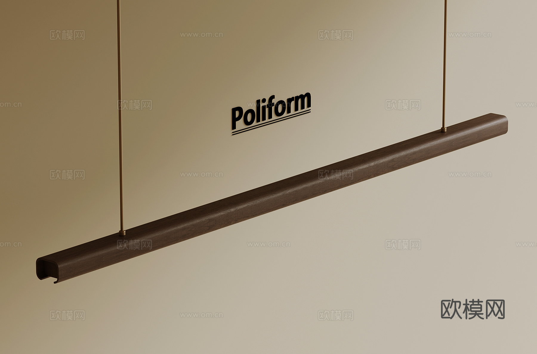 现代中古风吊灯 长条吊灯su模型