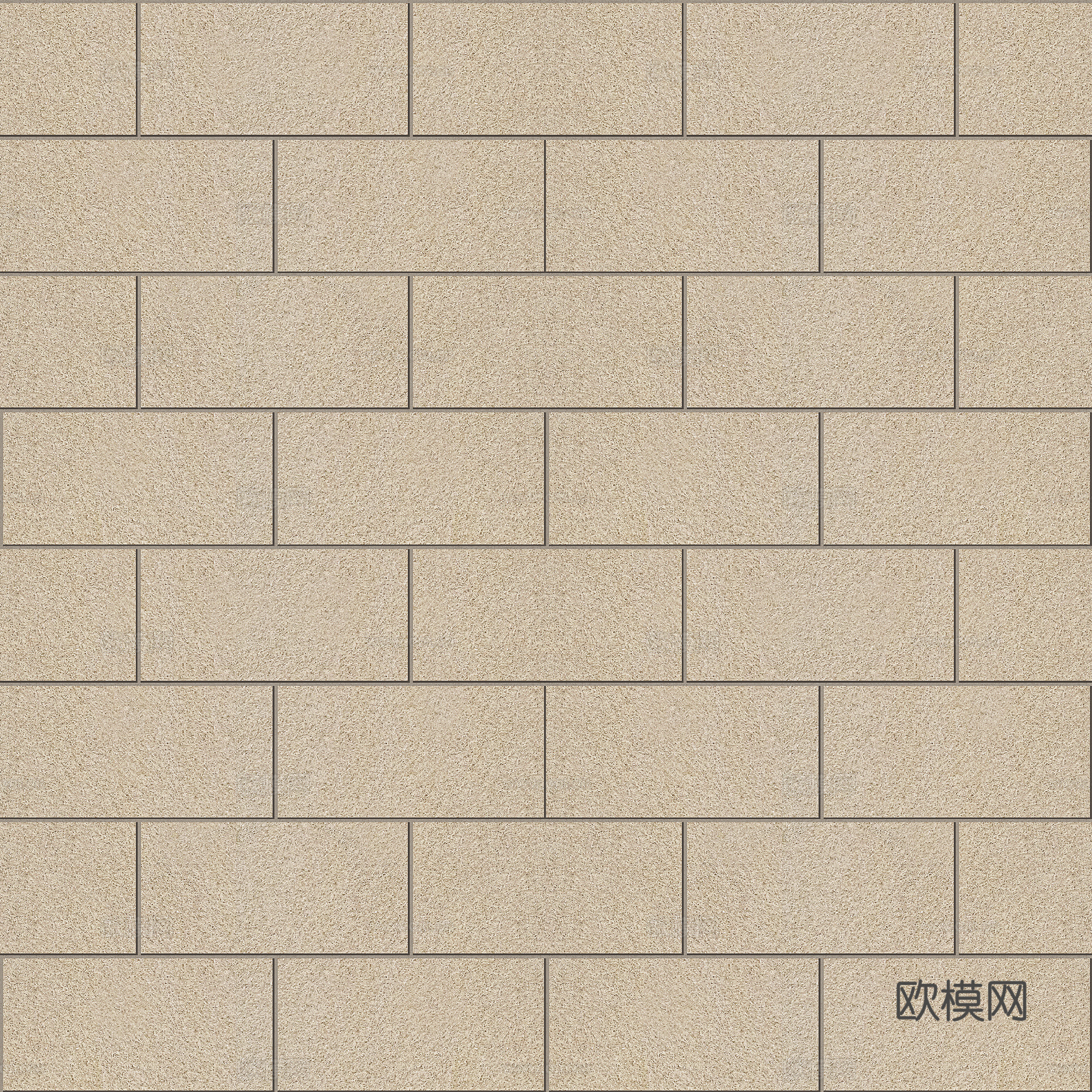 现代无缝工字拼米黄色真石漆 外墙漆贴图