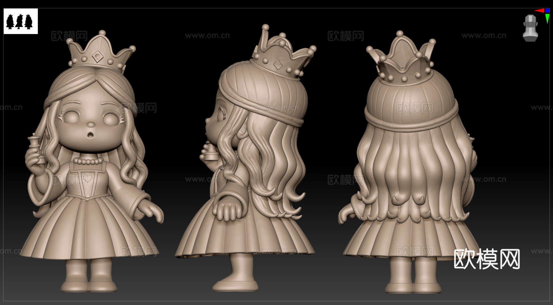 Q版动漫角色手办-3D打印模型-素模定制-可打印打模上色免费3d模型下载（渲染图1）