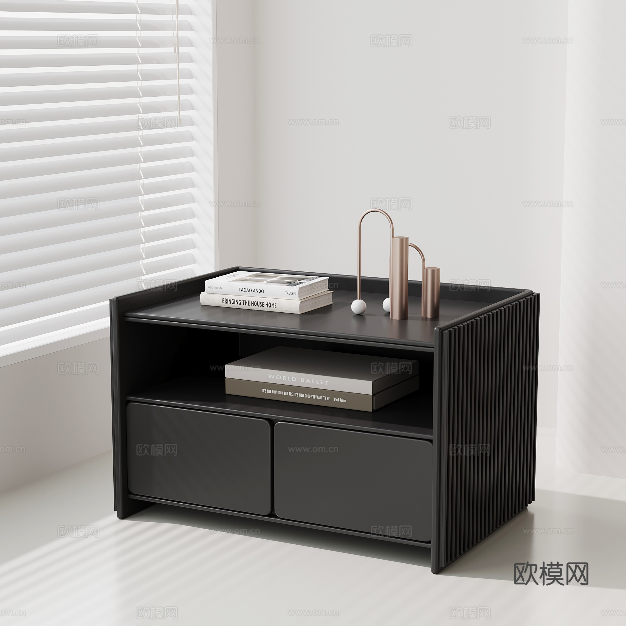 现代意式床头柜su模型