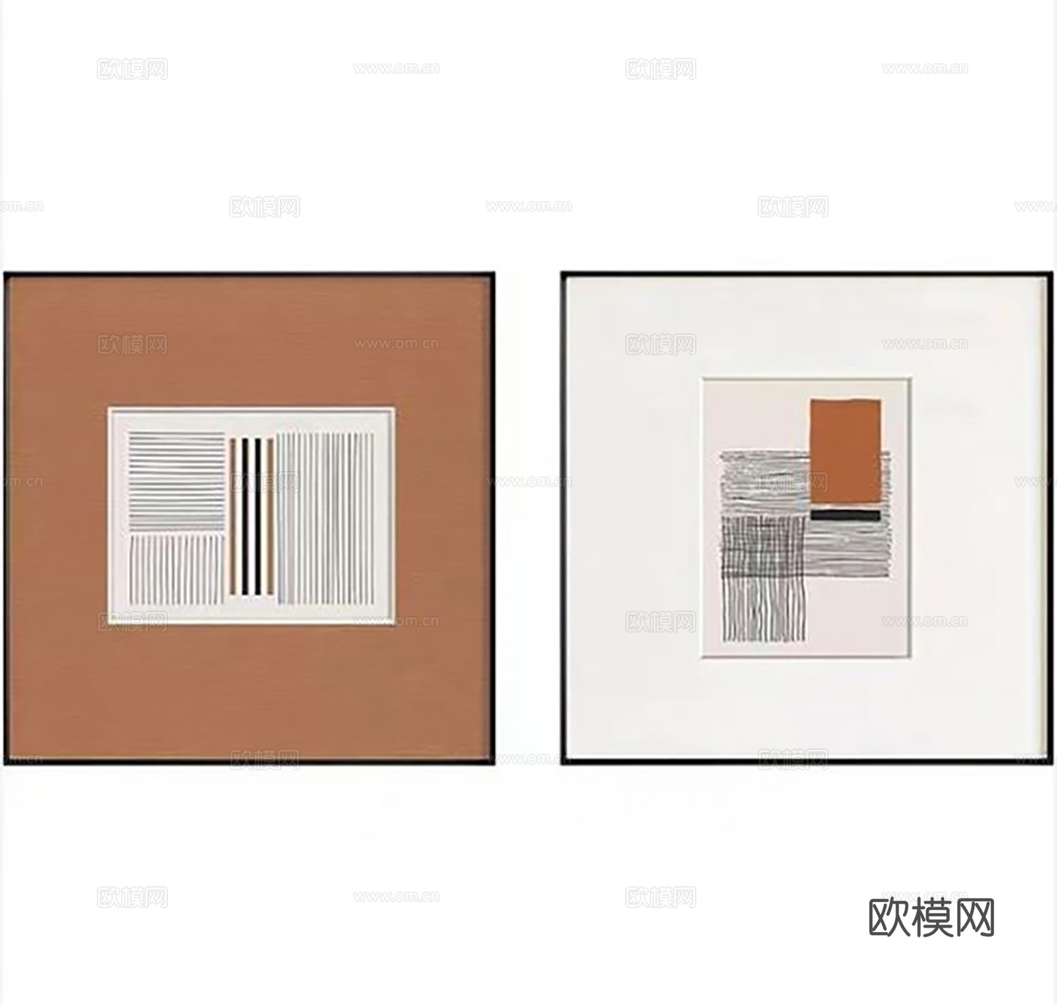 现代简约挂画 抽象组合装饰画贴图