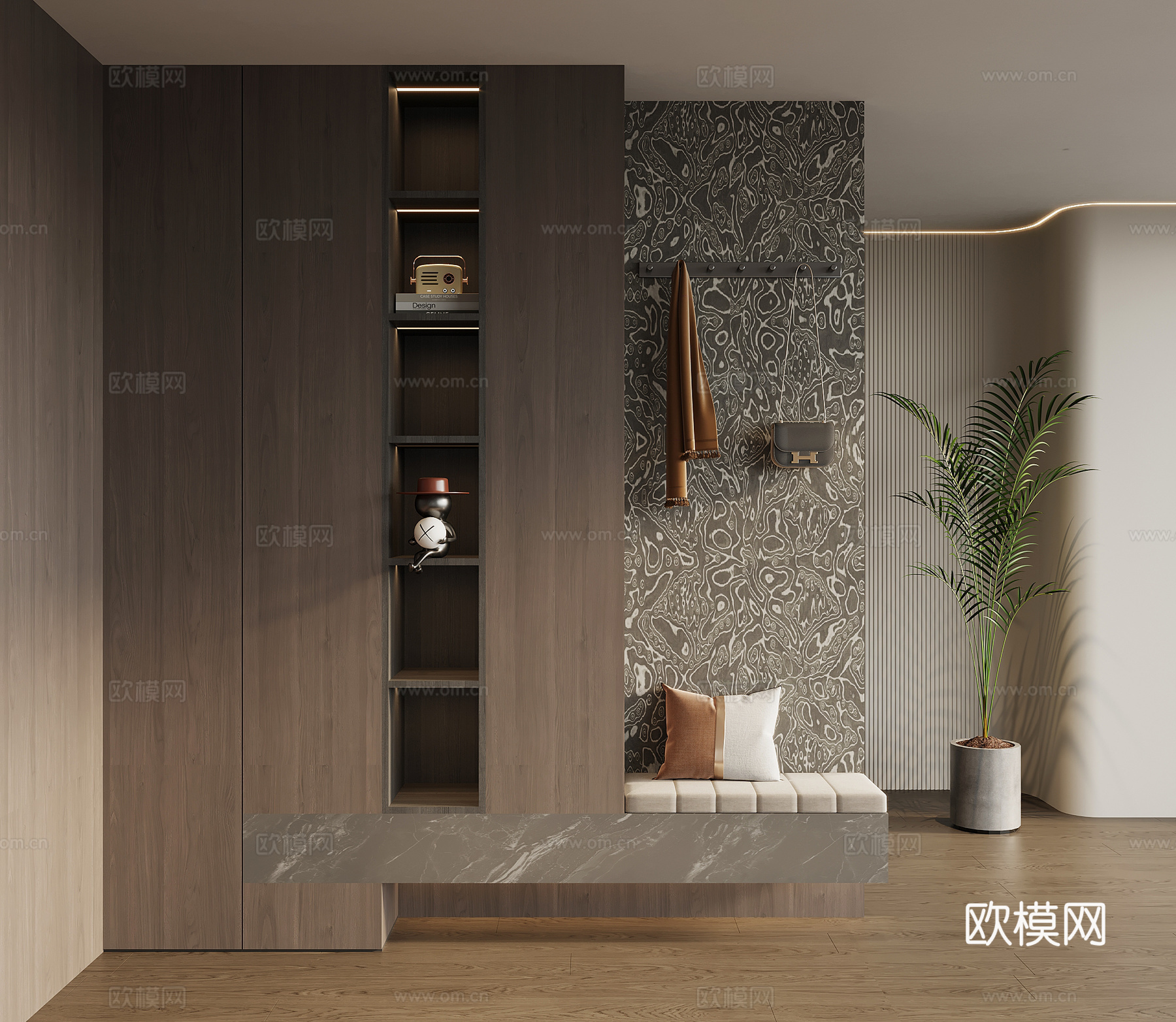 现代意式玄关柜 鞋柜su模型