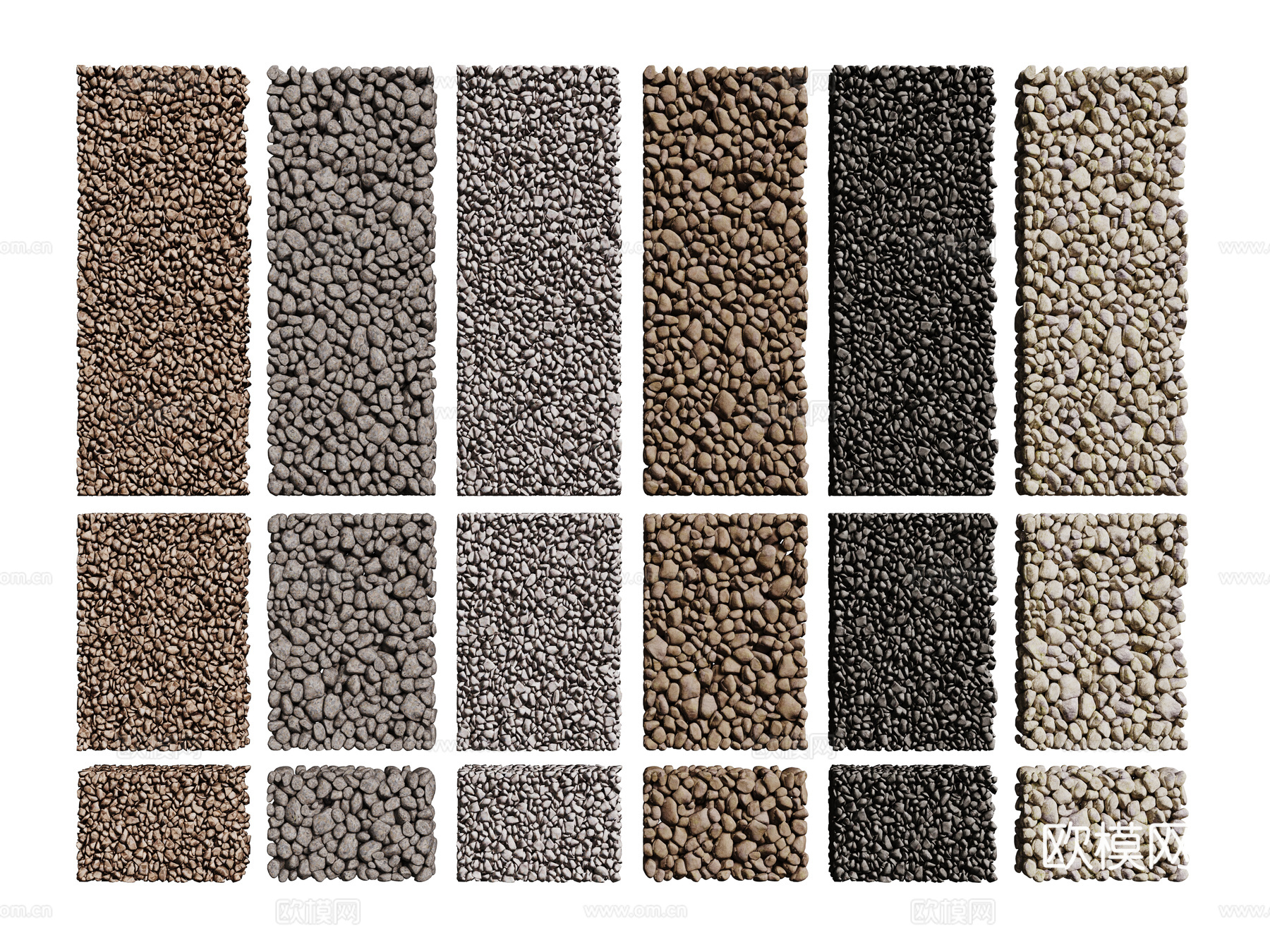 现代鹅卵石 石头石子 景观石  烁石碎石 铺面石子3d模型下载