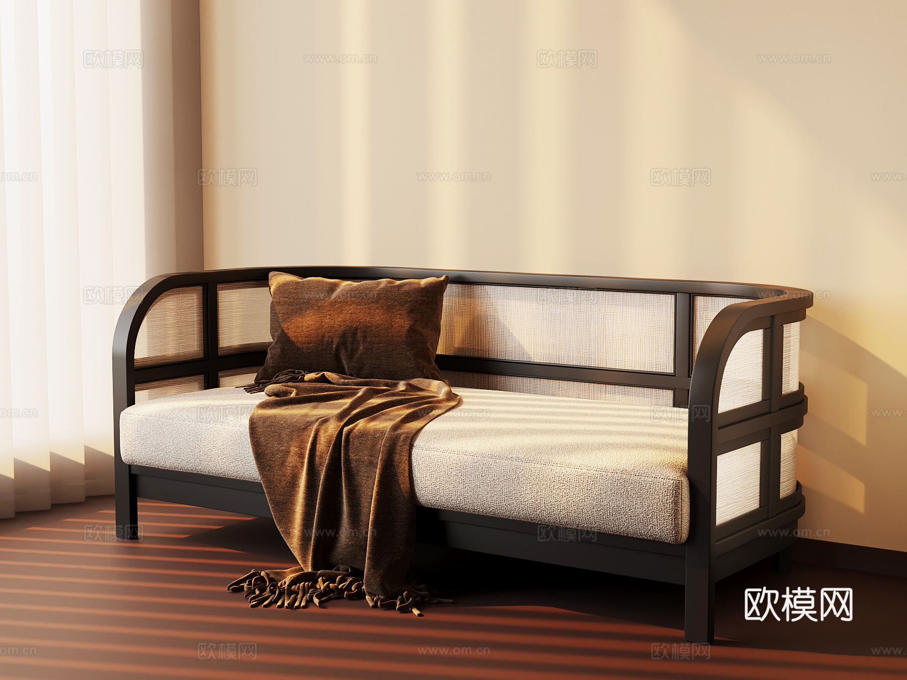 新中式沙发 多人沙发su模型