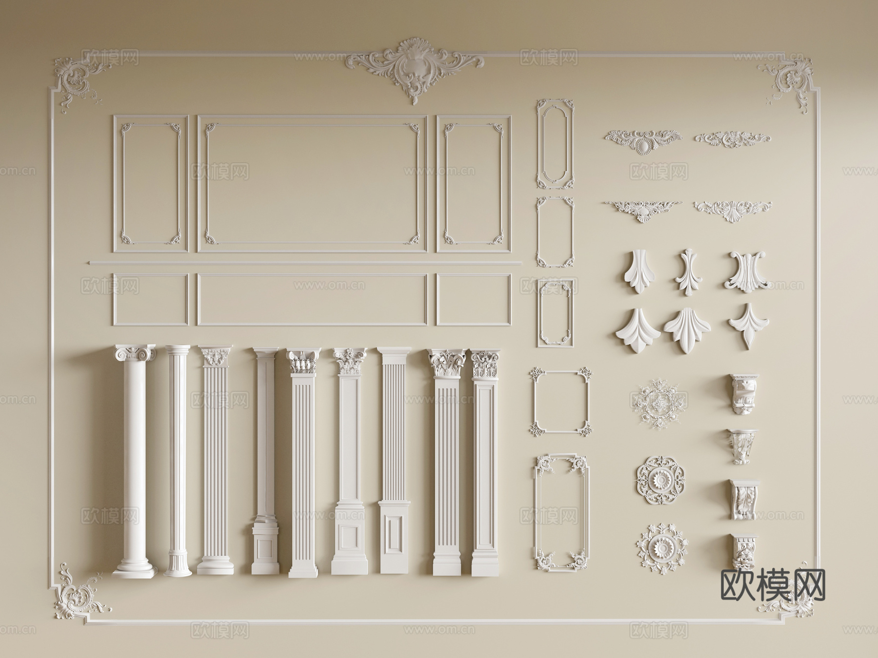 石膏 角花 石膏线 腰线 角线su模型