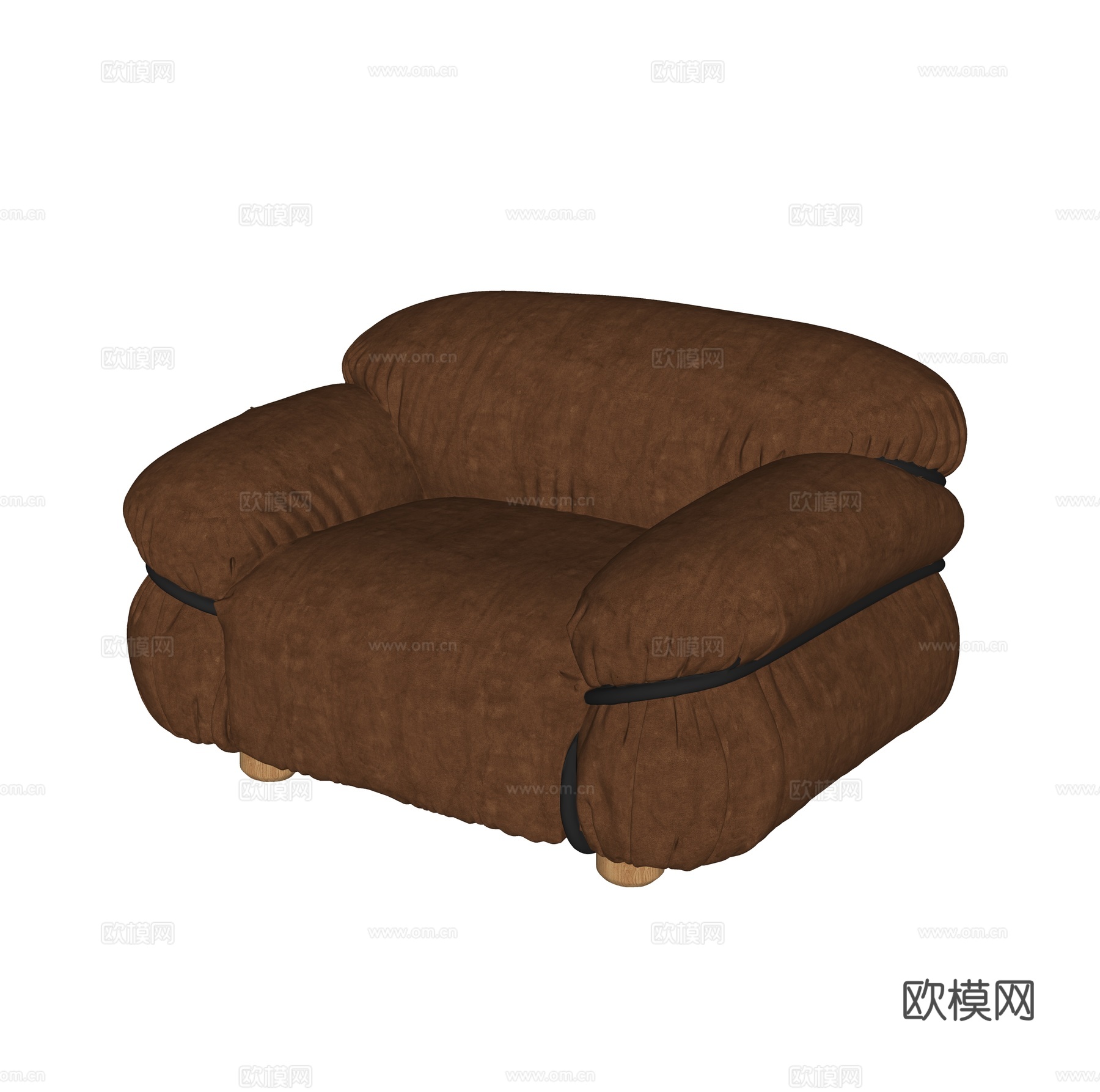 现代皮质单人沙发su模型