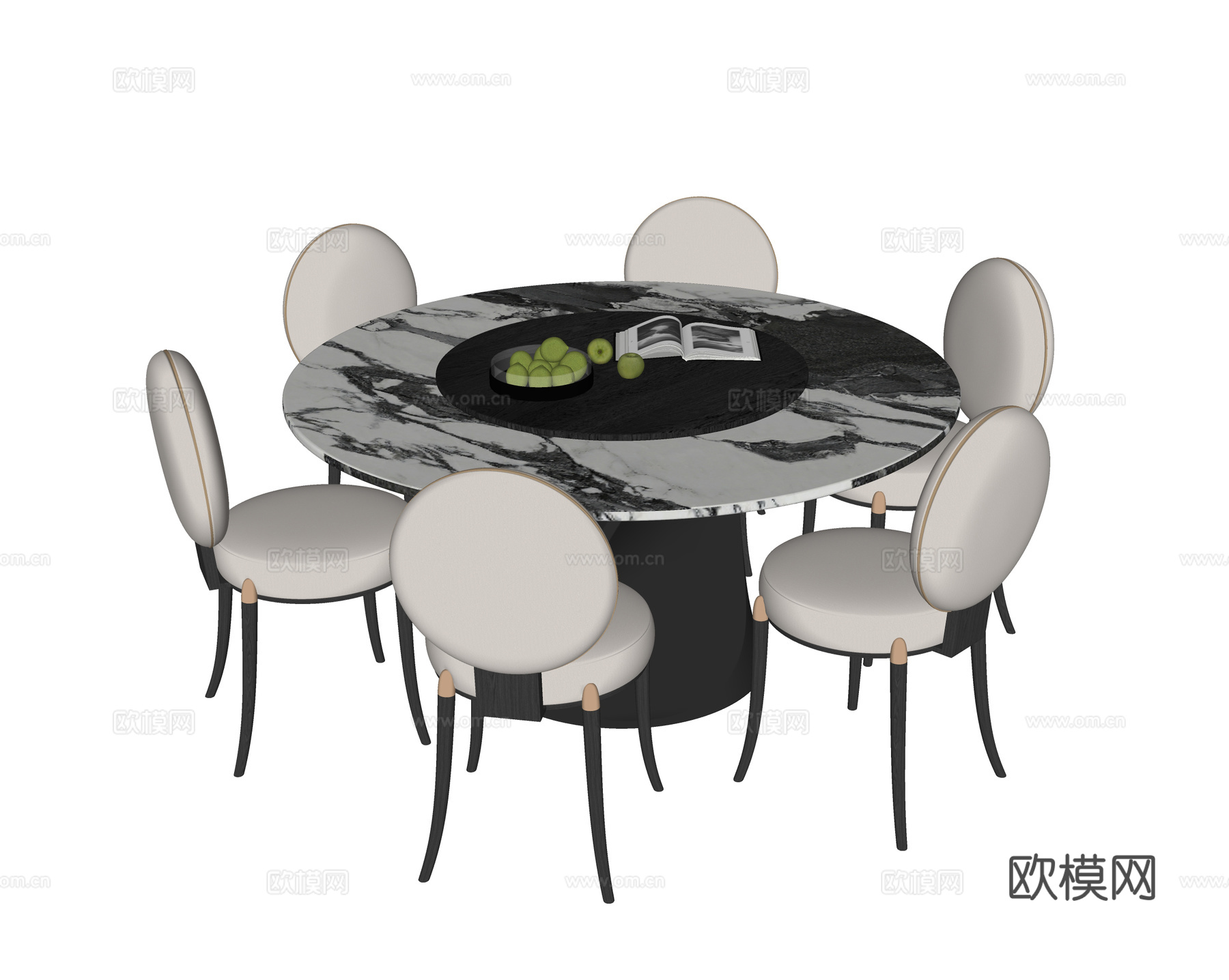 现代餐桌椅组合 餐椅 餐桌su模型