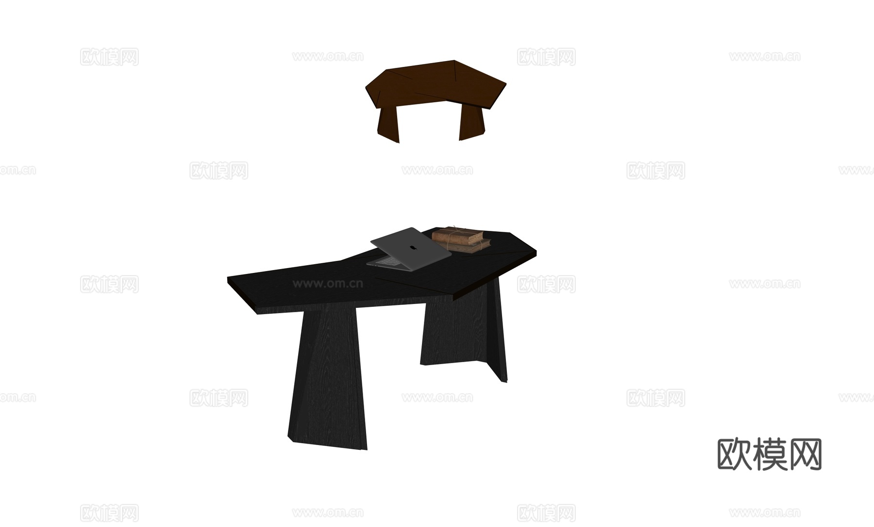 现代异形书桌su模型